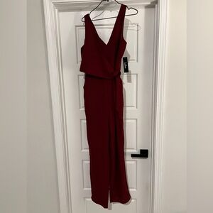Lulu’s Like it Like That Wine Red Jumpsuit